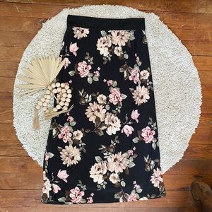 Knit Floral Maxi Skirt
